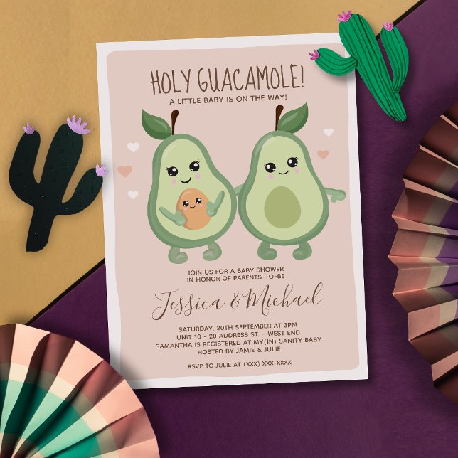 Invitation Avocado Saint-Guacamole Baby shower lesbien (Créateur téléchargé)