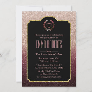 Invitation Avocat de la Faculté de Droit Rose Gold Ombre