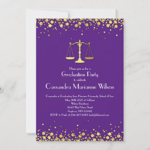 Invitation Avocat Law School Graduation Party Gold Purple