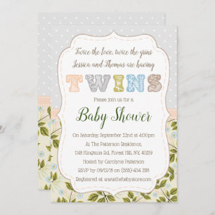 Invitation Avoir des jumeaux Baby shower neutre
