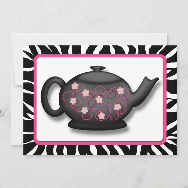 Invitation Avoir Du Thé Avec Moi ~ Chic Zebra Imprimer Invita (Devant)