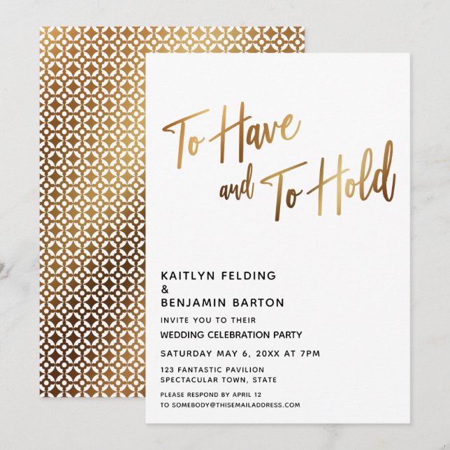 Invitation Avoir et garder Réception Or Moderne (Devant / Derrière)