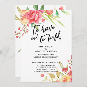 Invitation Avoir et tenir Boho Fleurs Réception de mariage