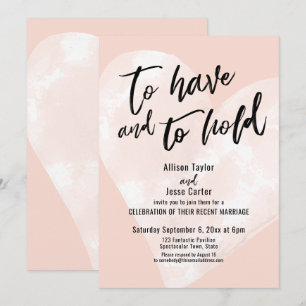 Invitation Avoir et Tenir Cœur Aquarelle Blanche Blush