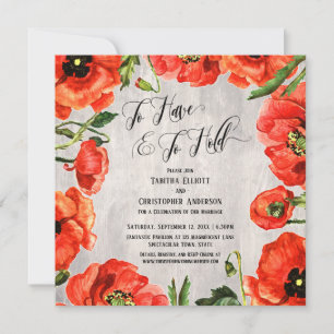 Invitation Avoir et Tenir Coquelicots Rouges sur Réception en