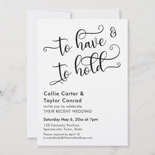 Invitation Avoir et Tenir Typographie de Script Élaboré (Devant)