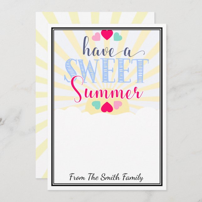 Invitation avoir été doux enseignant cadeau d'été argent CARD (Devant / Derrière)