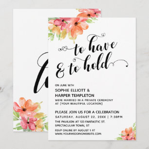 Invitation Avoir & Garder les Coeurs Script Florales Aquarell