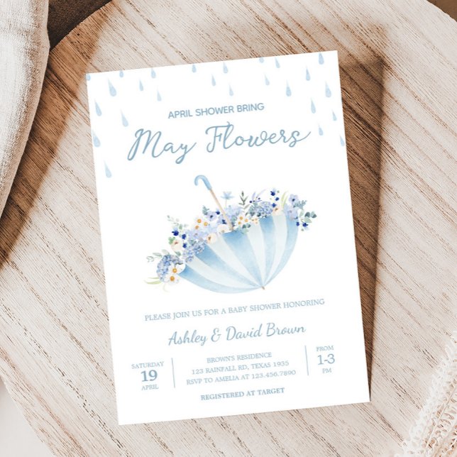 Invitation Avril Douche Apporter Mai Fleurs Baby shower (Boy April Shower Bring May Flowers Baby Shower Invitation
)