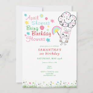 Invitation Avril Douches Apportent Fleurs d'Anniversaire Fill