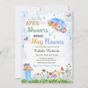 Invitation Avril Douches Apportent Mai Fleurs Baby shower de