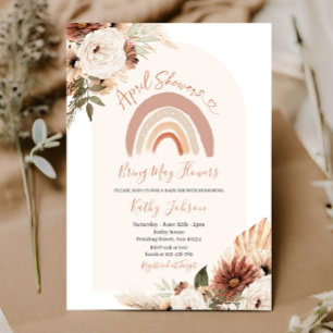 Invitation Avril Douches Apportent Mai Fleurs Boho Arc-en-cie