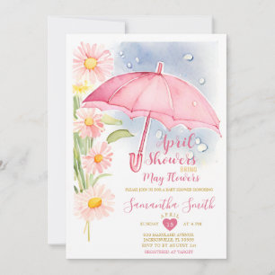 Invitation Avril Douches Apportent Mai Fleurs Parapluie Rose