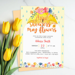 Invitation Avril Douches Apporter Mai Fleurs Baby shower Invi