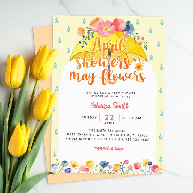 Invitation Avril Douches Apporter Mai Fleurs Baby shower Invi (Spring Baby Shower Invitation)