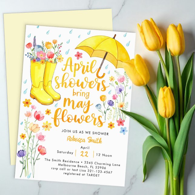 Invitation Avril Douches Apporter Mai Fleurs Baby shower Invi (April showers bring May Flowers Baby Shower Invitations)