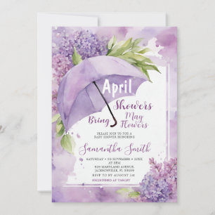 Invitation Avril Pleut Fait Fleurir Mai Parapluie Violet