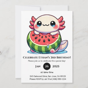 Invitation Axolotl dans une fête flottante de pastèque d'anni