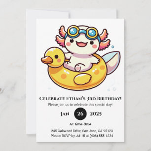 Invitation Axolotl Float Fun Anniversaire