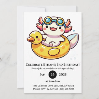 Invitation Axolotl Float Fun Anniversaire