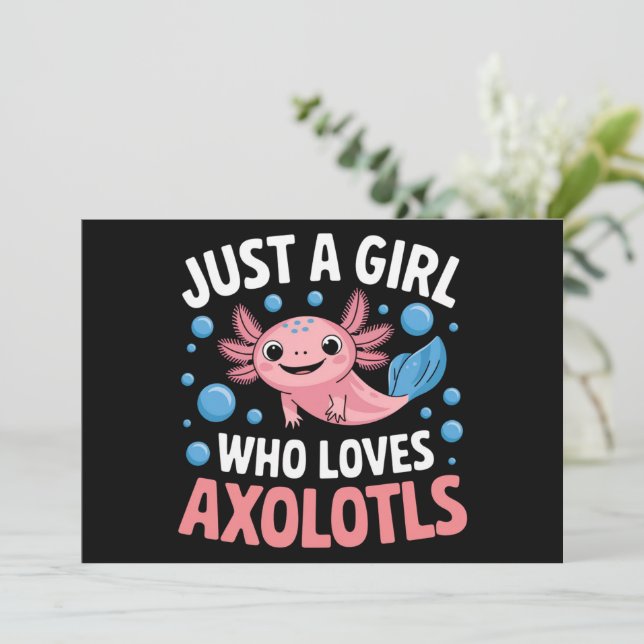 Invitation Axolotl Kawaii Juste Une Fille Qui Aime Les Axolot (Debout devant)
