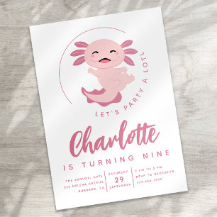 Invitation Axolotl Let's Party Alotl Anniversaire