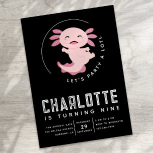 Invitation Axolotl Let's Party Alotl Anniversaire