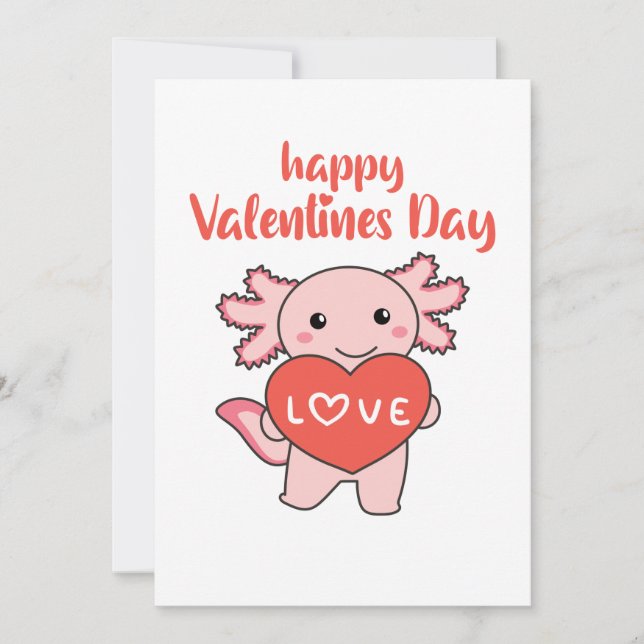 Invitation Axolotl pour la Saint Valentin de mignons animaux  (Devant)