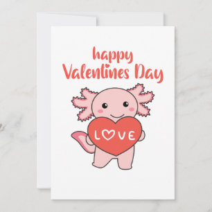 Invitation Axolotl pour la Saint Valentin de mignons animaux
