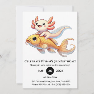 Invitation Axolotl pour l'anniversaire de Koi