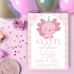 Invitation Axolotl Rose Girl Cute Kawaii Underwater Party