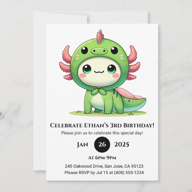 Invitation Axolotl Suit Dragon Anniversaire (Devant)