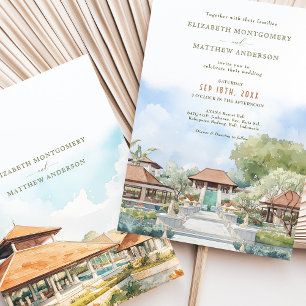 Invitation AYANA Resort Paysage aquarelle de mariage à BALI