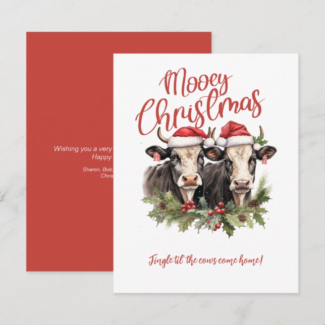 Invitation Ayez des vaches de Noël Moey Noël Noël (Devant / Derrière)