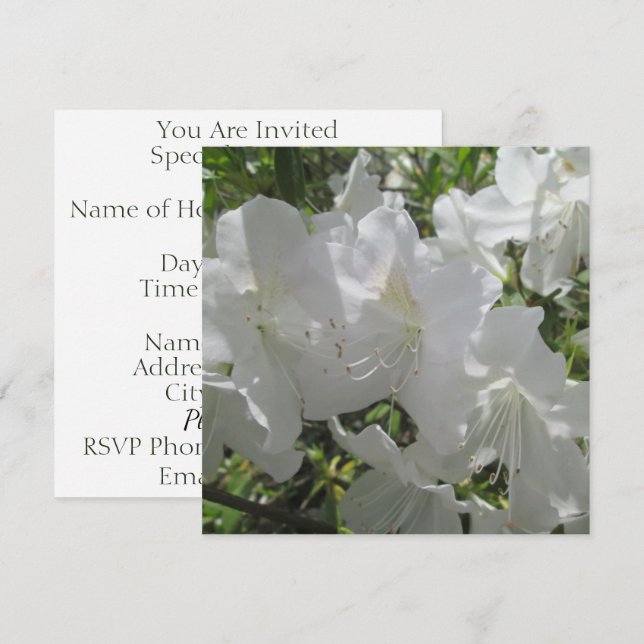 Invitation - Azalées blanches (Devant / Derrière)