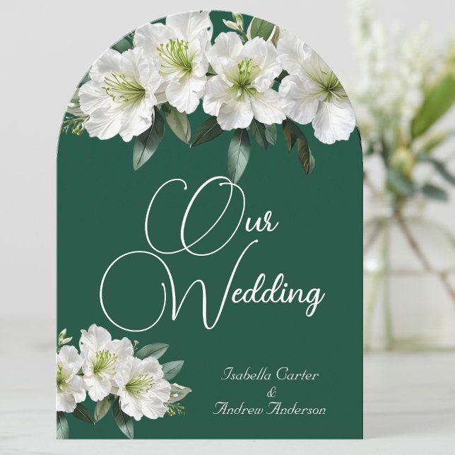 Invitation Azalées de mariage organiques Fleurs de forêt blan (Créateur téléchargé)