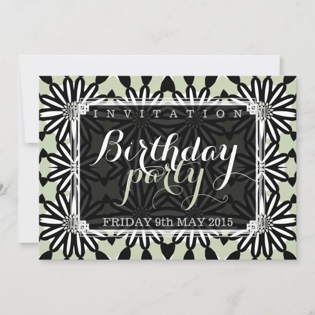 Invitation Aztec Daisies Moderne Fun Anniversaire (Devant)