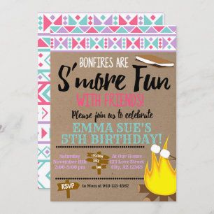 Invitation Aztec Pink Turquoise S'plus fun avec des amis Anni