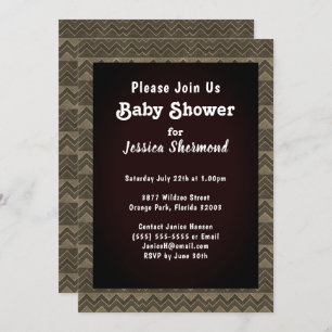 Invitation Aztec Tribal Abstrait Baby shower Chevron Grayed