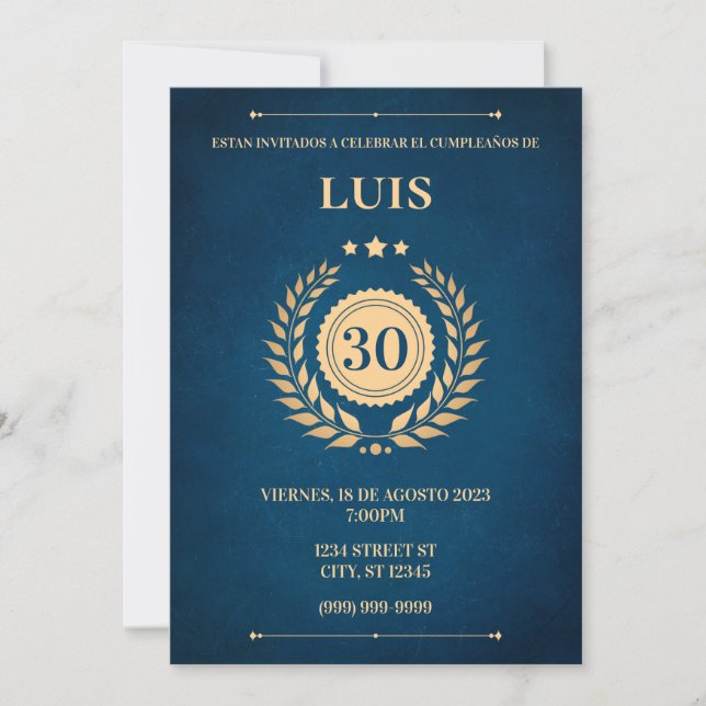 INVITATION AZUL Y DORADO (Devant)