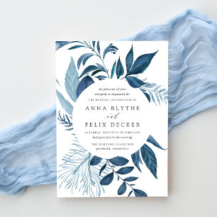 Invitation Azur sauvage Mariage botanique bleu