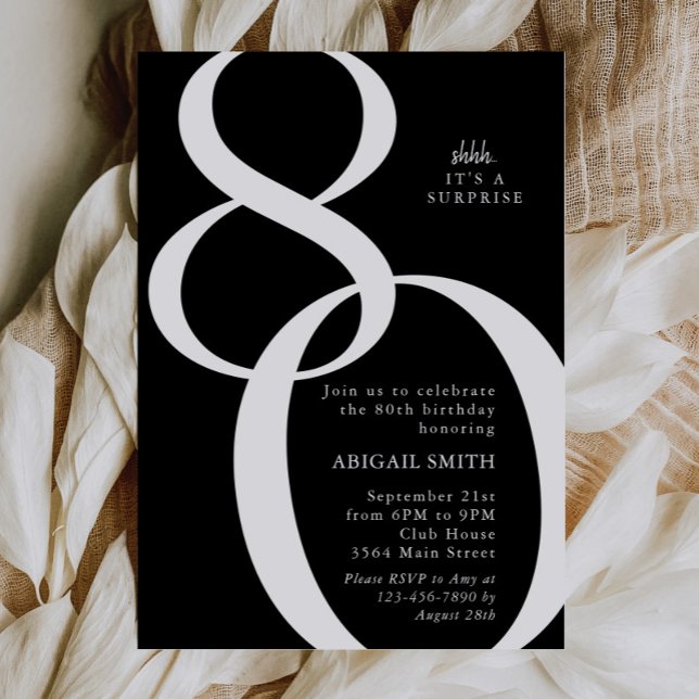 Invitation B & W Chut C'est une fête d'anniversaire surprise  (Créateur téléchargé)