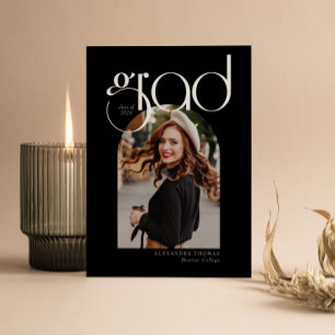 Invitation B & W Minimaliste Moderne 5 Arc Photo Graduation