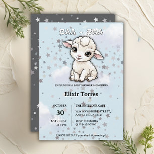 Invitation Baa-Baa Un Petit Baby shower D'Étoiles D'Agneau