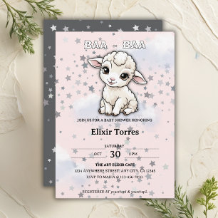 Invitation Baa-Baa Un Petit Baby shower D'Étoiles D'Agneau