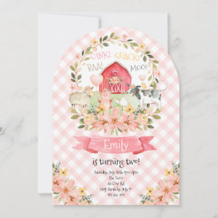 Invitation Baa OinkQuack Moo 2e Anniversaire Ferme