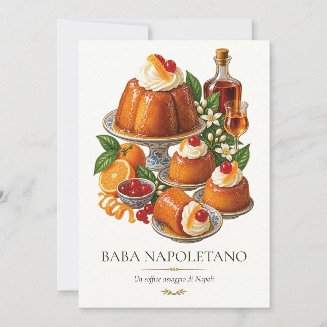 Invitation Baba Napoletano – Vintage Italian Dessert (Devant)
