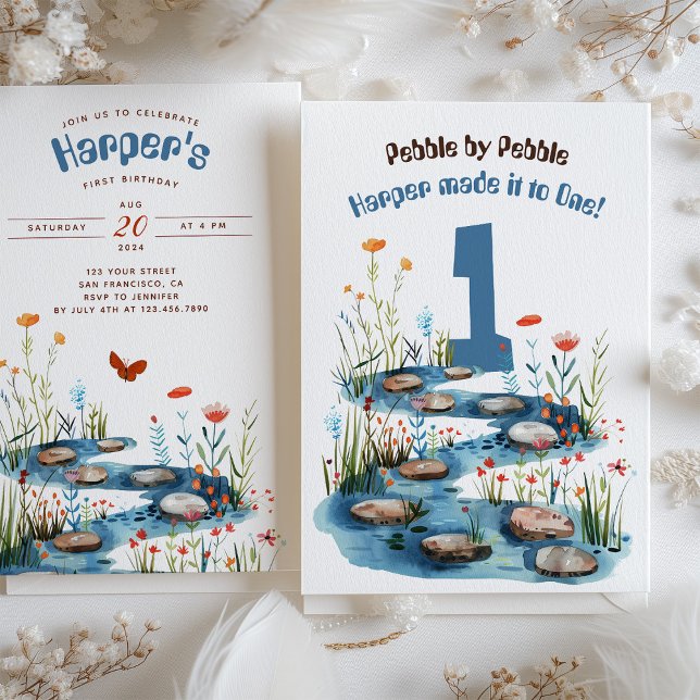 Invitation Babbling Brook Premier anniversaire (Créateur téléchargé)