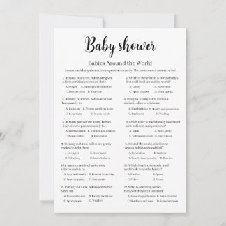 Invitation Babies Around the World Baby Shower Game,