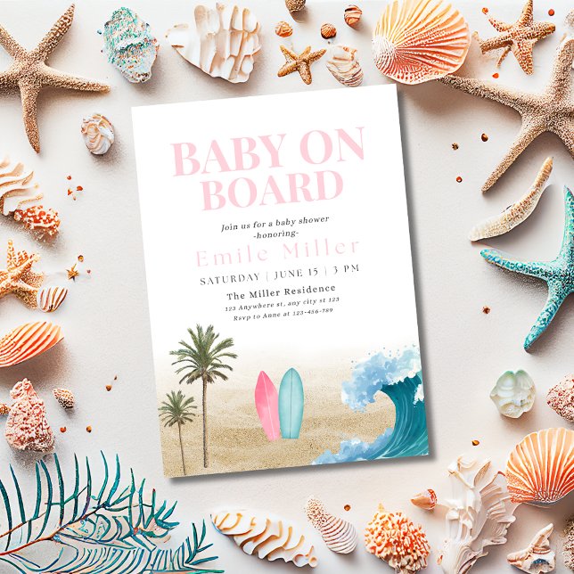 Invitation Baby à Bord Baby Shower, Surf Plage Baby Shower (Créateur téléchargé)